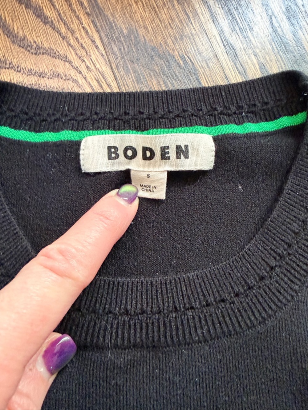 Boden Black Crewneck Sweater small - Picture 3 of 5
